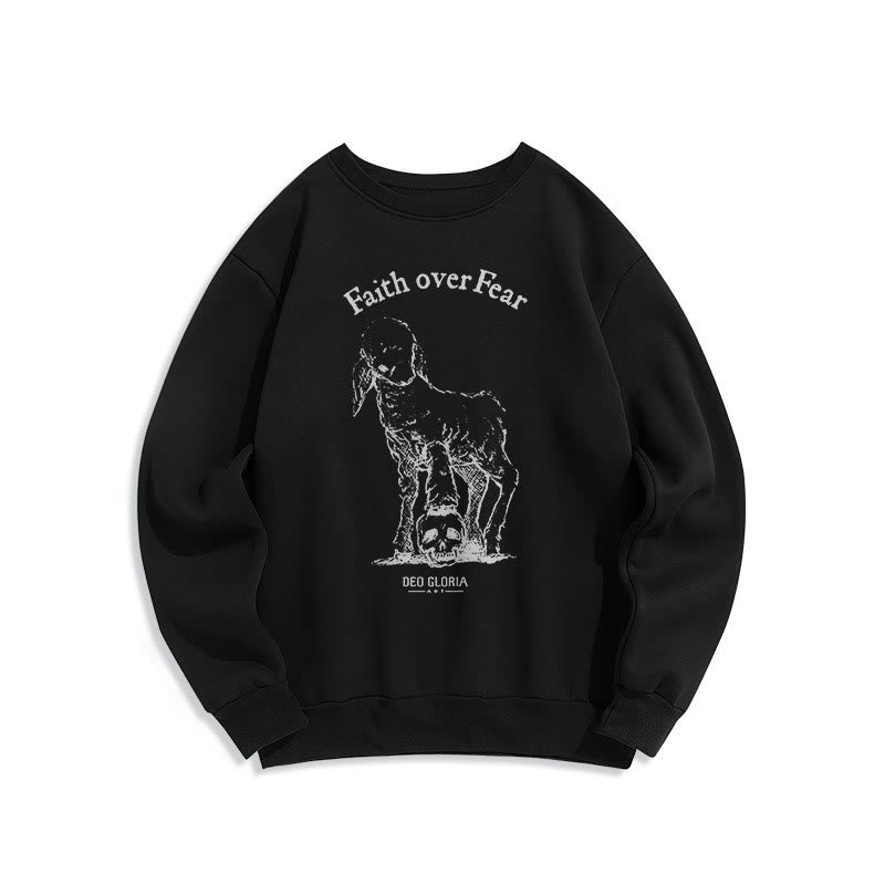 Christianartworkshop Zitat-Stil Glaube über Angst Lamm Fleece gefüttert Polyester Sweatshirt - Schwarz - 2XL - image 5