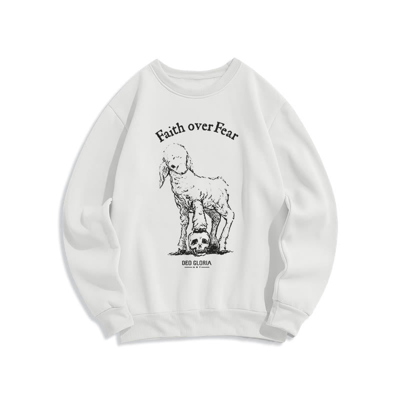 Christianartworkshop Zitat-Stil Glaube statt Angst Lammfleece-gefüttertes Polyester-Sweatshirt - Weiß - 2XL - image 0