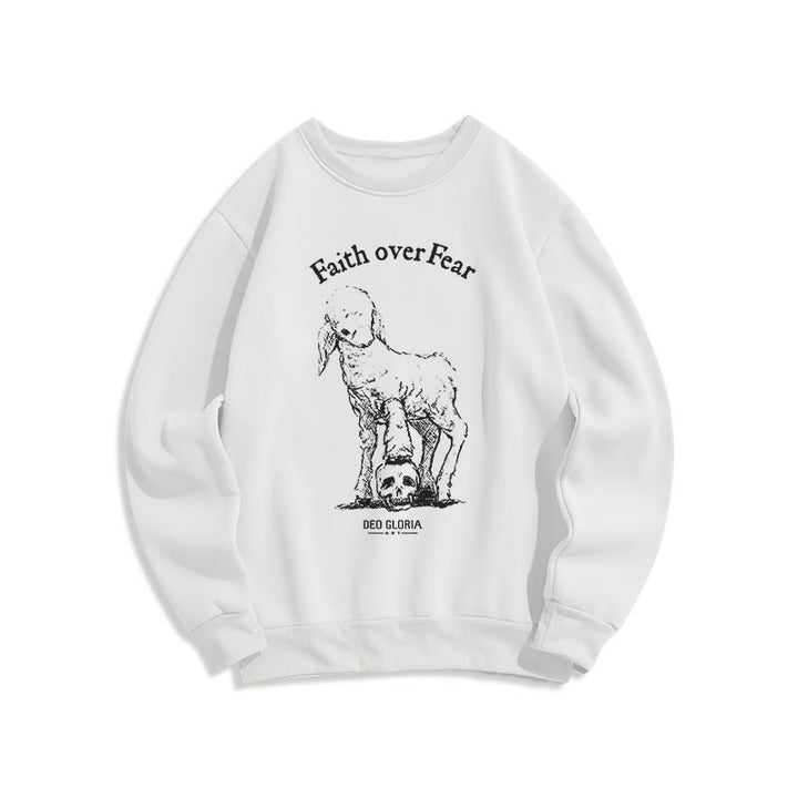 Christianartworkshop Zitat-Stil Glaube statt Angst Lammfleece-gefüttertes Polyester-Sweatshirt - Weiß - 2XL - image 0
