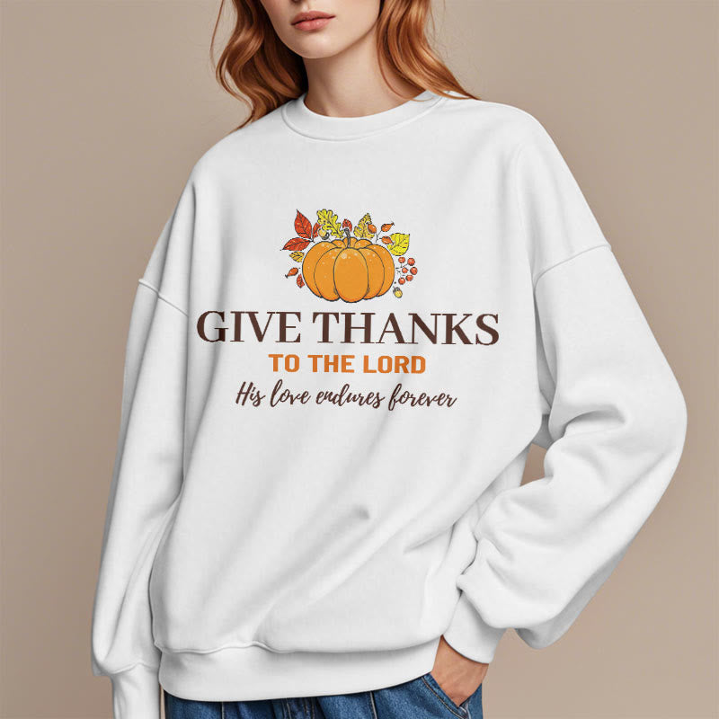 Christianartworkshop Moderner Stil „Give Thanks to the Lord“ Kürbis-Sweatshirt aus Polyester mit Fleecefutter - image 8