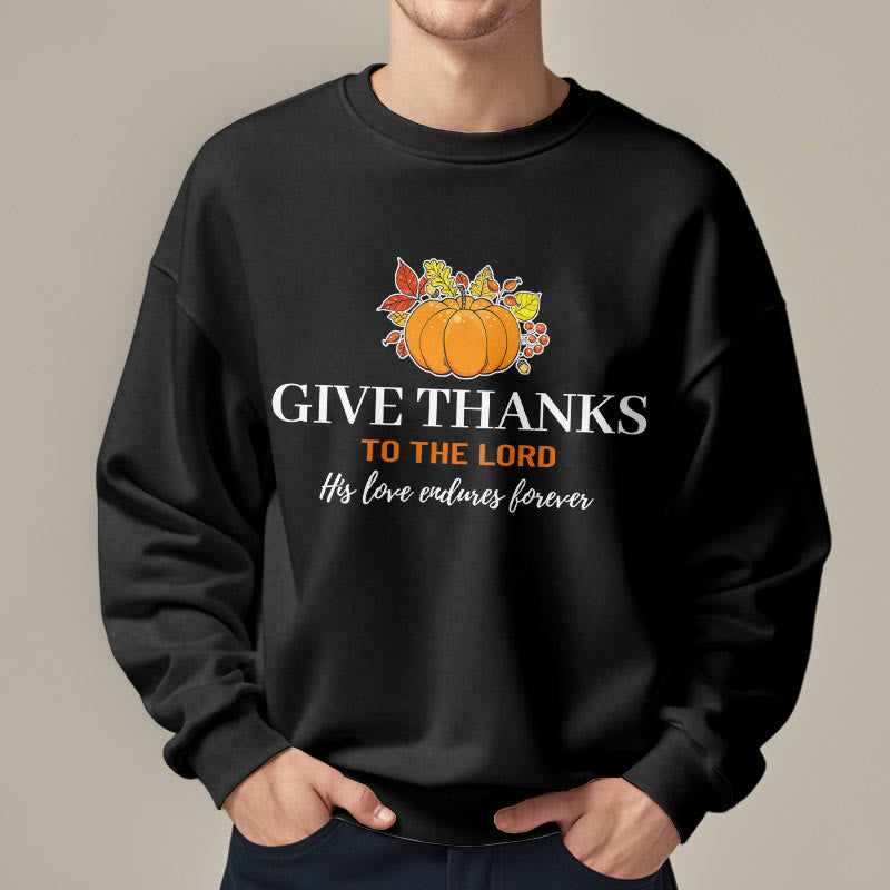 Christianartworkshop Moderner Stil „Give Thanks to the Lord“ Kürbis-Sweatshirt aus Polyester mit Fleecefutter