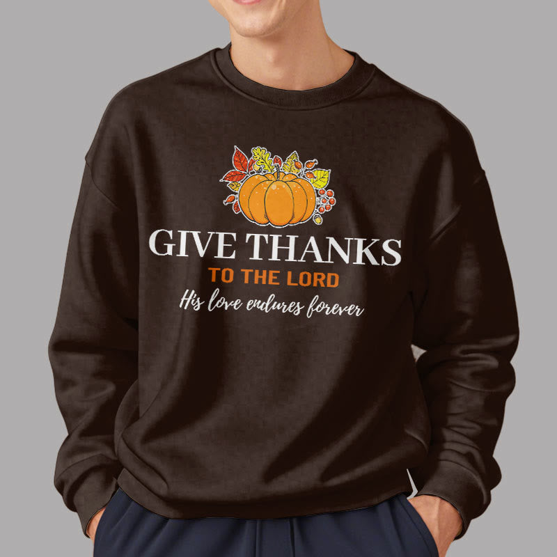 Christianartworkshop Moderner Stil „Give Thanks to the Lord“ Kürbis-Sweatshirt aus Polyester mit Fleecefutter