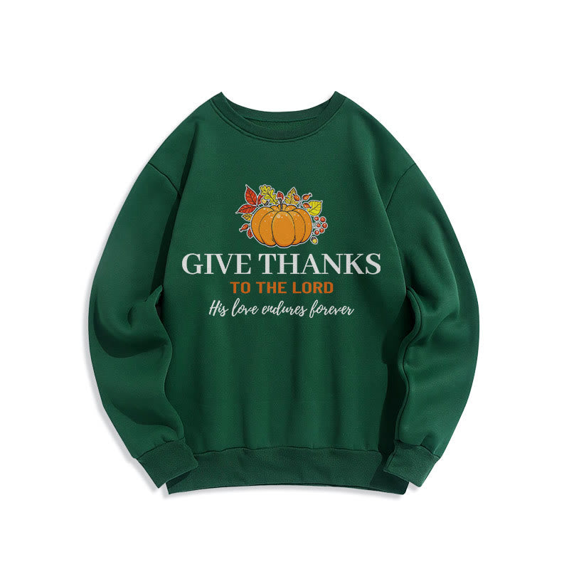 Christianartworkshop Moderner Stil „Give Thanks to the Lord“ Kürbis-Sweatshirt aus Polyester mit Fleecefutter