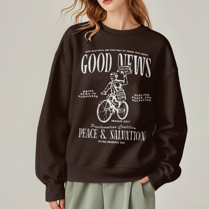 Christianartworkshop Zitat-Stil Gute Nachricht Jesaja 52:7 Fleece-gefüttertes Polyester-Sweatshirt