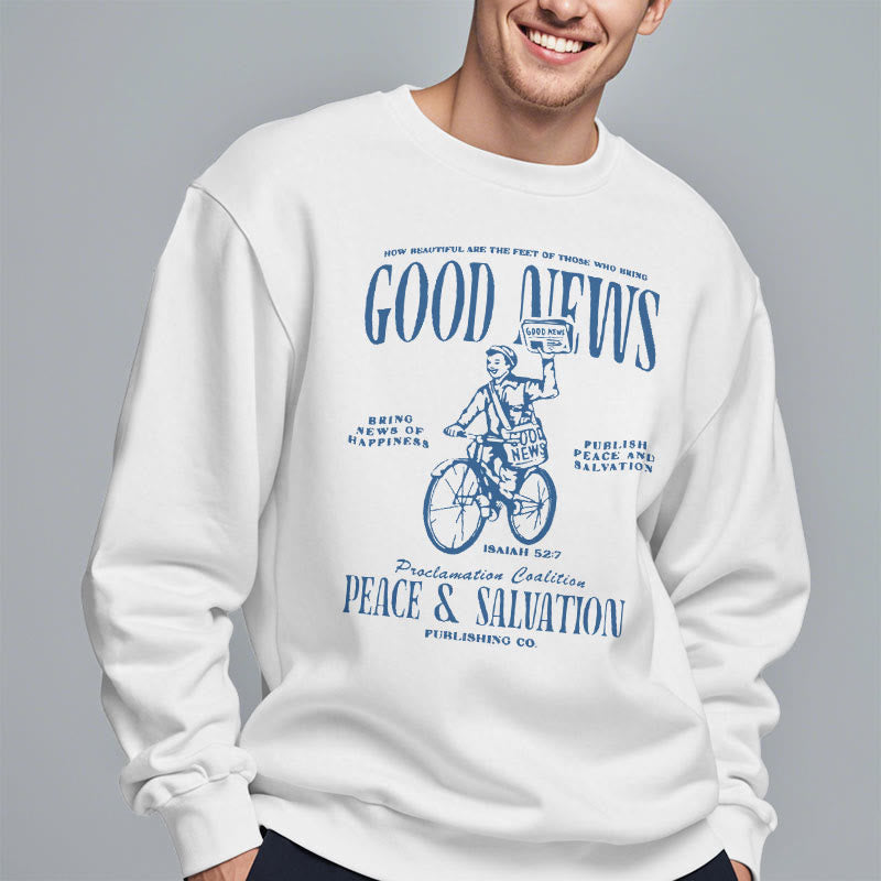 Christianartworkshop Zitat-Stil Gute Nachricht Jesaja 52:7 Fleece-gefüttertes Polyester-Sweatshirt