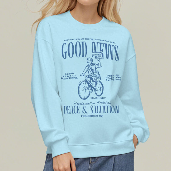 Christianartworkshop Zitat-Stil Gute Nachricht Jesaja 52:7 Fleece-gefüttertes Polyester-Sweatshirt