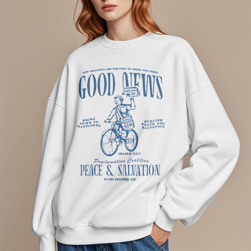Christianartworkshop Zitat-Stil Gute Nachricht Jesaja 52:7 Fleece-gefüttertes Polyester-Sweatshirt