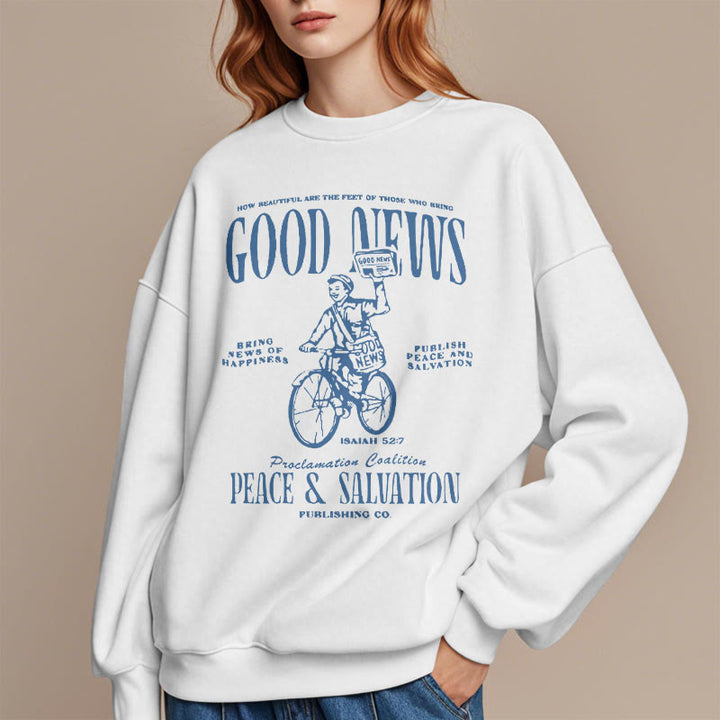 Christianartworkshop Zitat-Stil Gute Nachricht Jesaja 52:7 Fleece-gefüttertes Polyester-Sweatshirt