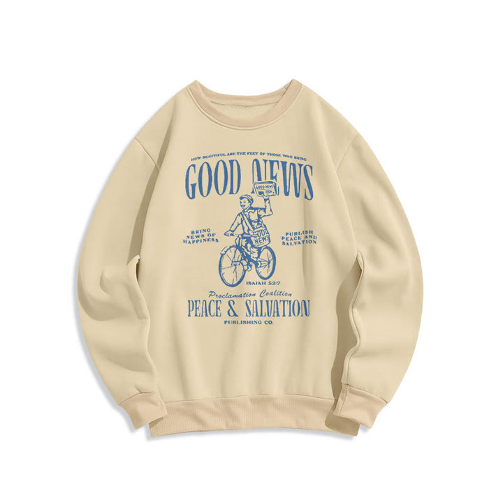 Christianartworkshop Zitat-Stil Gute Nachricht Jesaja 52:7 Fleece-gefüttertes Polyester-Sweatshirt - Beige - 2XL - image 0