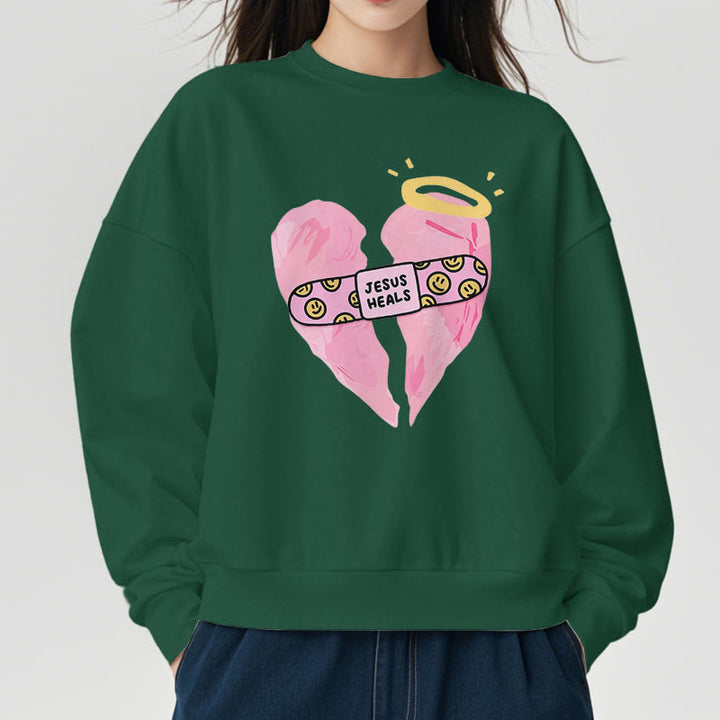 Christianartworkshop Farbiger Stil Jesus heilt gebrochenes Herz Fleece-gefüttertes Polyester-Sweatshirt