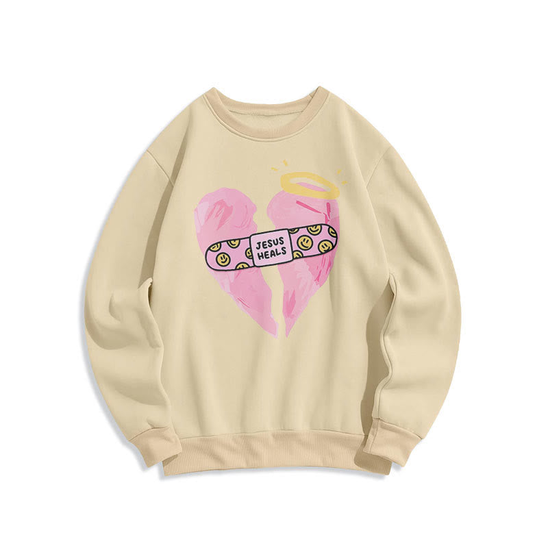 Christianartworkshop Farbiger Stil Jesus heilt gebrochenes Herz Fleece-gefüttertes Polyester-Sweatshirt - Beige - 2XL - image 15