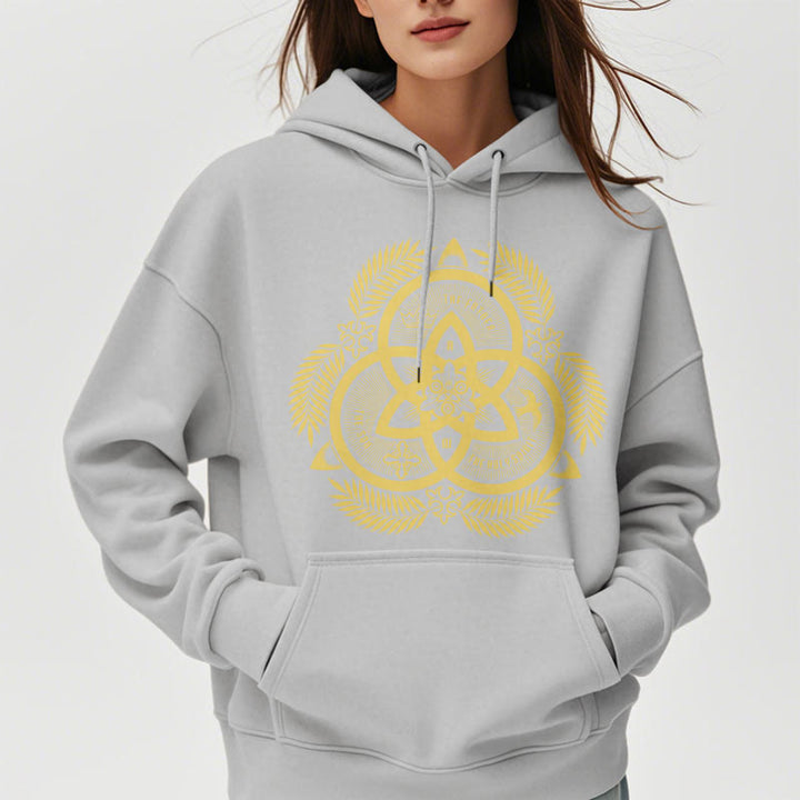 Christianartworkshop Kapuzenpullover aus Polyester im klassischen Stil mit goldenem Heiligenemblem „Göttliche Einheit“