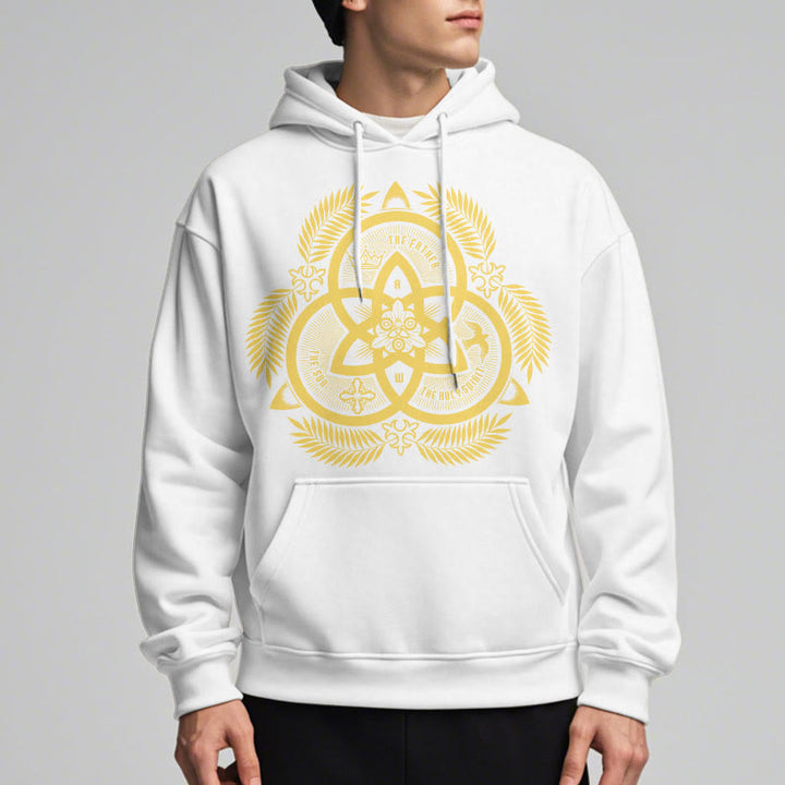 Christianartworkshop Kapuzenpullover aus Polyester im klassischen Stil mit goldenem Heiligenemblem „Göttliche Einheit“