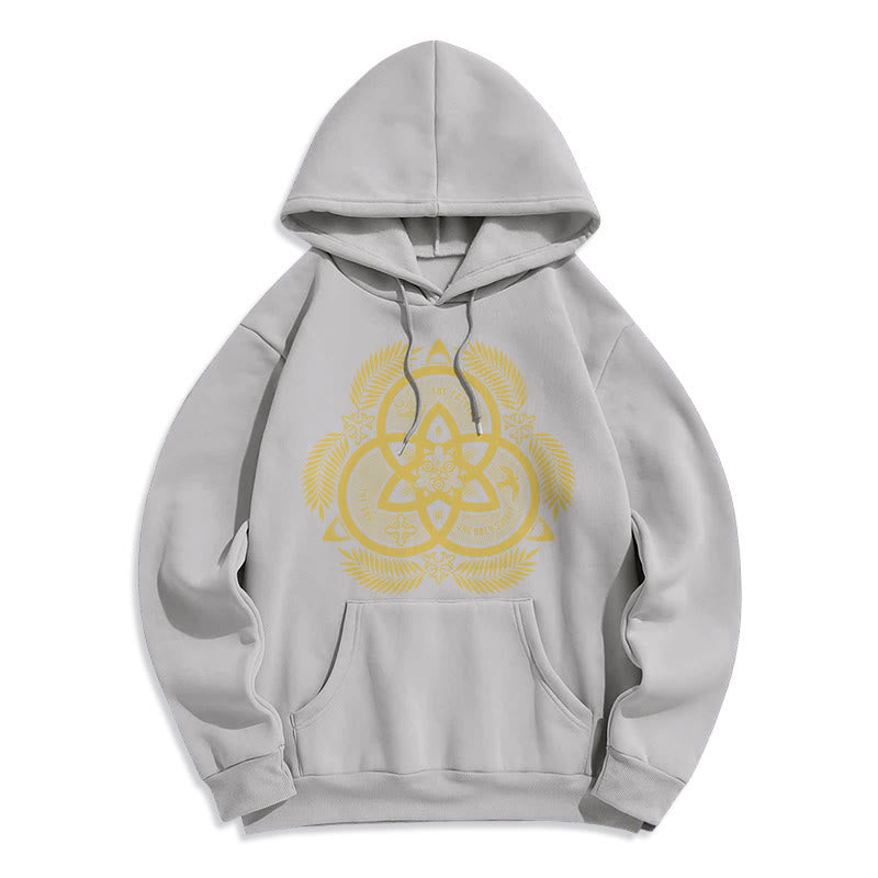 Christianartworkshop Klassischer Hoodie mit goldenem Emblem und Fleece-Futter aus Polyester, Motiv der Göttlichen Einheit. - Grau - 2XL - image 30