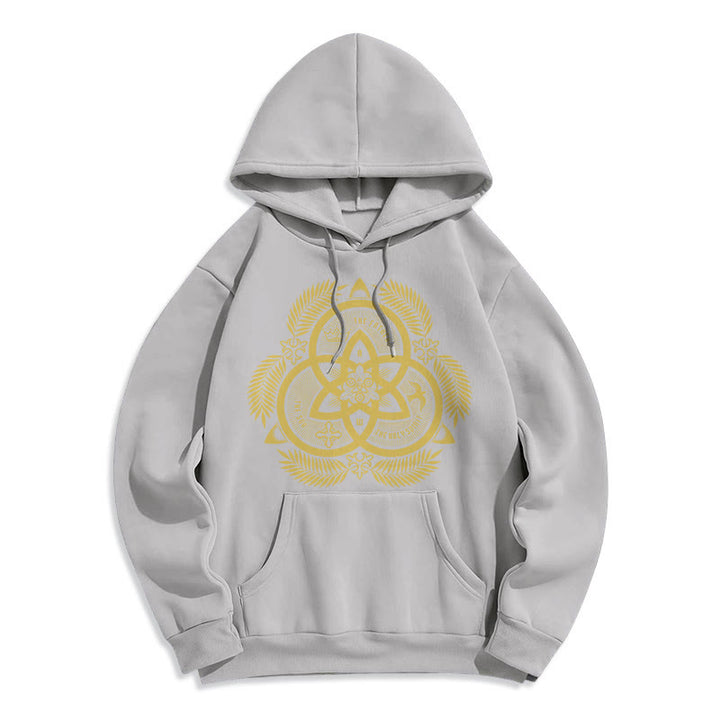 Christianartworkshop Klassischer Hoodie mit goldenem Emblem und Fleece-Futter aus Polyester, Motiv der Göttlichen Einheit. - Grau - 2XL - image 30