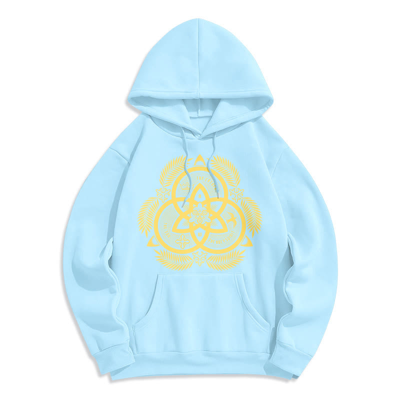 Christianartworkshop Klassischer Hoodie mit goldenem Emblem und Fleece-Futter aus Polyester, Motiv der Göttlichen Einheit. - Blau - 2XL - image 25