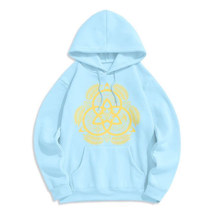 Christianartworkshop Klassischer Hoodie mit goldenem Emblem und Fleece-Futter aus Polyester, Motiv der Göttlichen Einheit. - Blau - 2XL - image 25