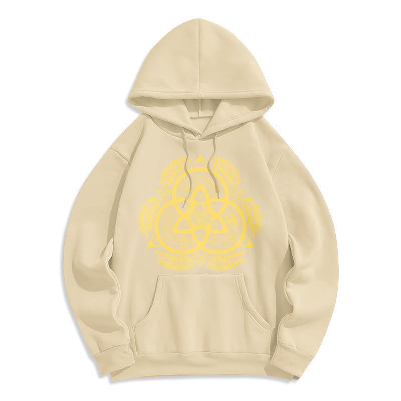 Christianartworkshop Klassischer Hoodie mit goldenem Emblem und Fleece-Futter aus Polyester, Motiv der Göttlichen Einheit. - Beige - 2XL - image 15