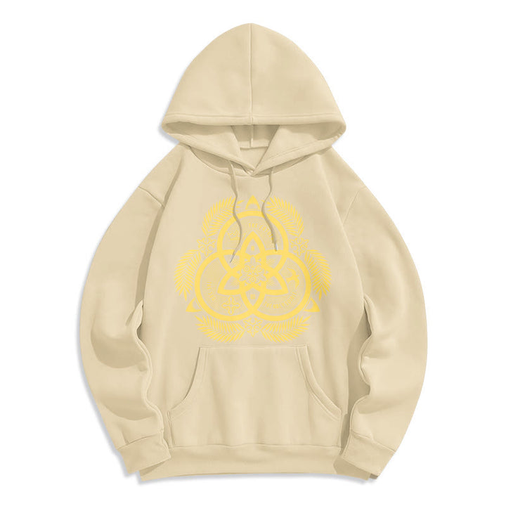 Christianartworkshop Klassischer Hoodie mit goldenem Emblem und Fleece-Futter aus Polyester, Motiv der Göttlichen Einheit. - Beige - 2XL - image 15
