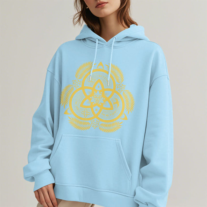 Christianartworkshop Kapuzenpullover aus Polyester im klassischen Stil mit goldenem Heiligenemblem „Göttliche Einheit“