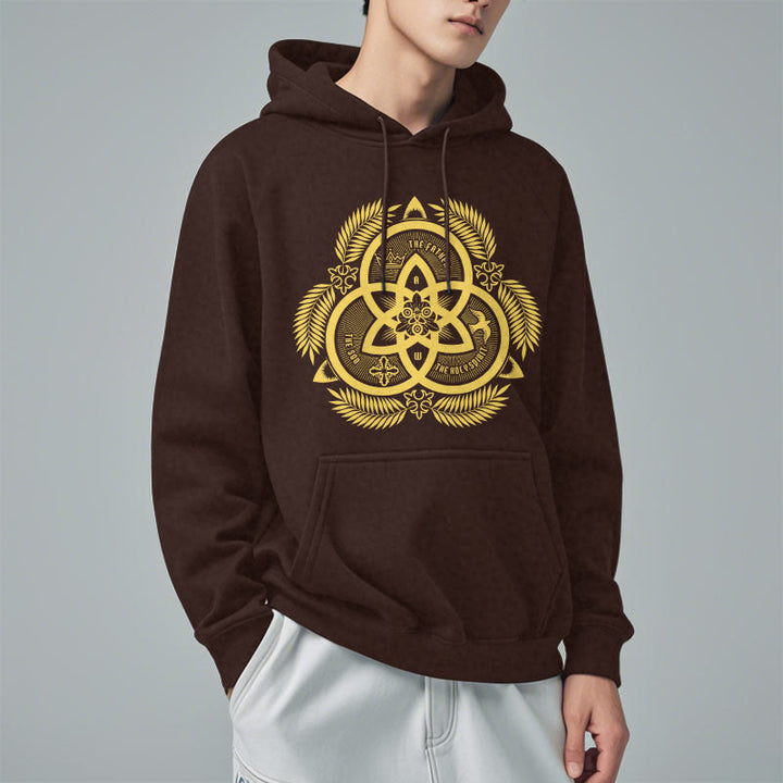 Christianartworkshop Kapuzenpullover aus Polyester im klassischen Stil mit goldenem Heiligenemblem „Göttliche Einheit“