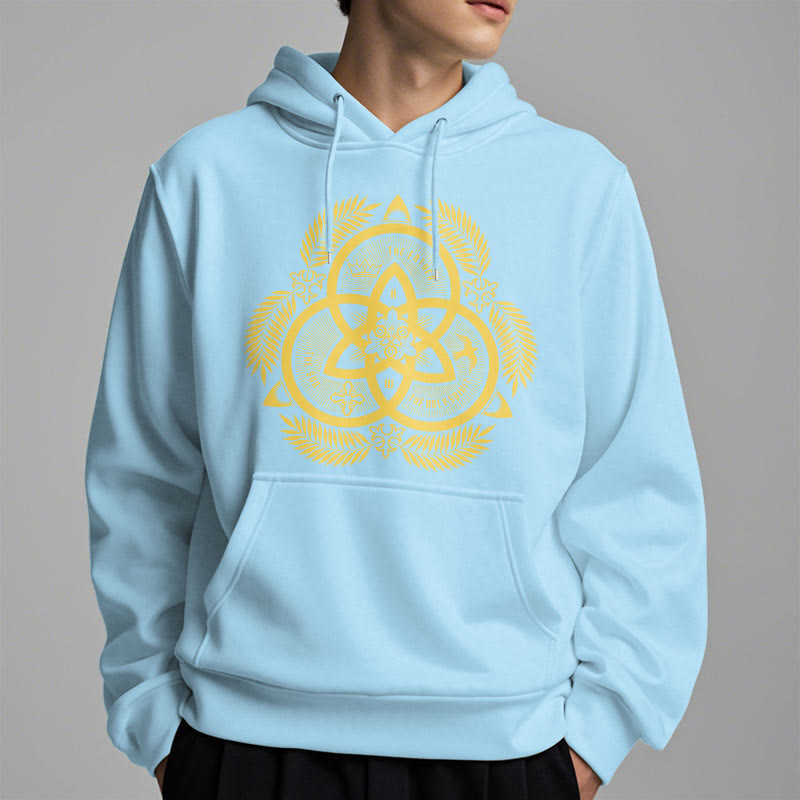Christianartworkshop Kapuzenpullover aus Polyester im klassischen Stil mit goldenem Heiligenemblem „Göttliche Einheit“