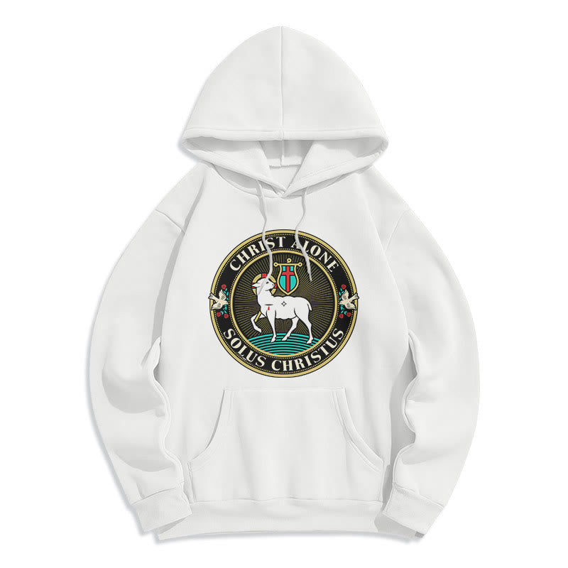 Christianartworkshop Moderner Stil Christ Alone Lamb of God Polyester-Kapuzenpullover mit Fleecefutter - Weiß - 2XL - image 10