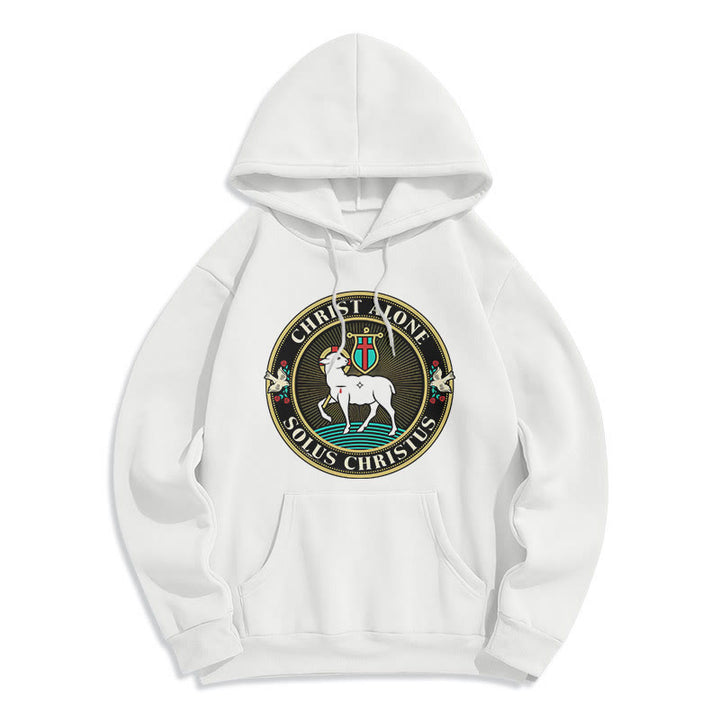 Christianartworkshop Moderner Stil Christ Alone Lamb of God Polyester-Kapuzenpullover mit Fleecefutter - Weiß - 2XL - image 10