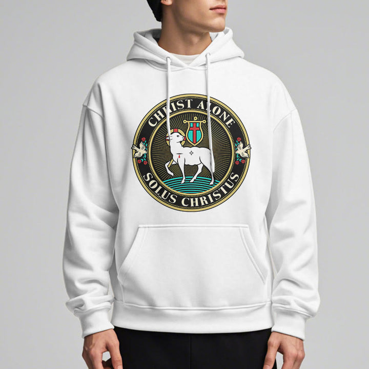 Christianartworkshop Moderner Stil Christ Alone Lamb of God Polyester-Kapuzenpullover mit Fleecefutter