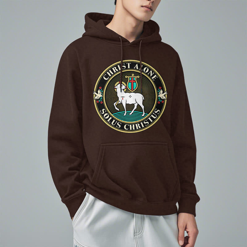 Christianartworkshop Moderner Stil Christ Alone Lamb of God Polyester-Kapuzenpullover mit Fleecefutter