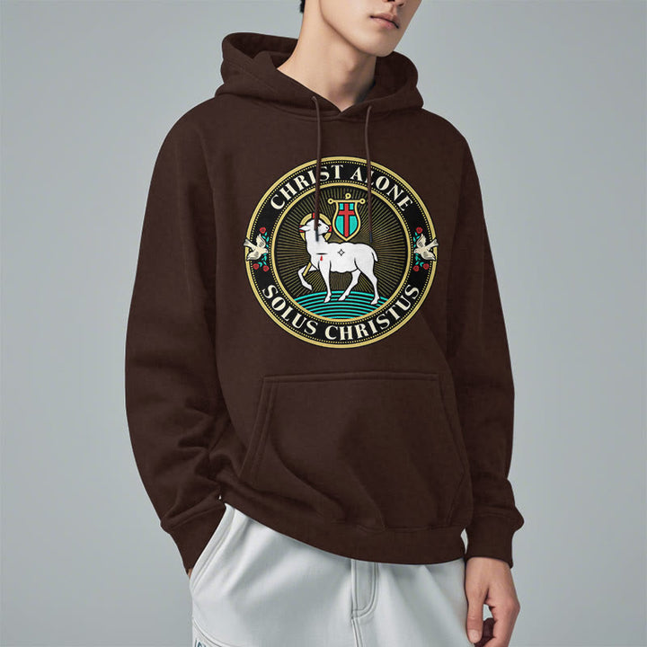 Christianartworkshop Moderner Stil Christ Alone Lamb of God Polyester-Kapuzenpullover mit Fleecefutter