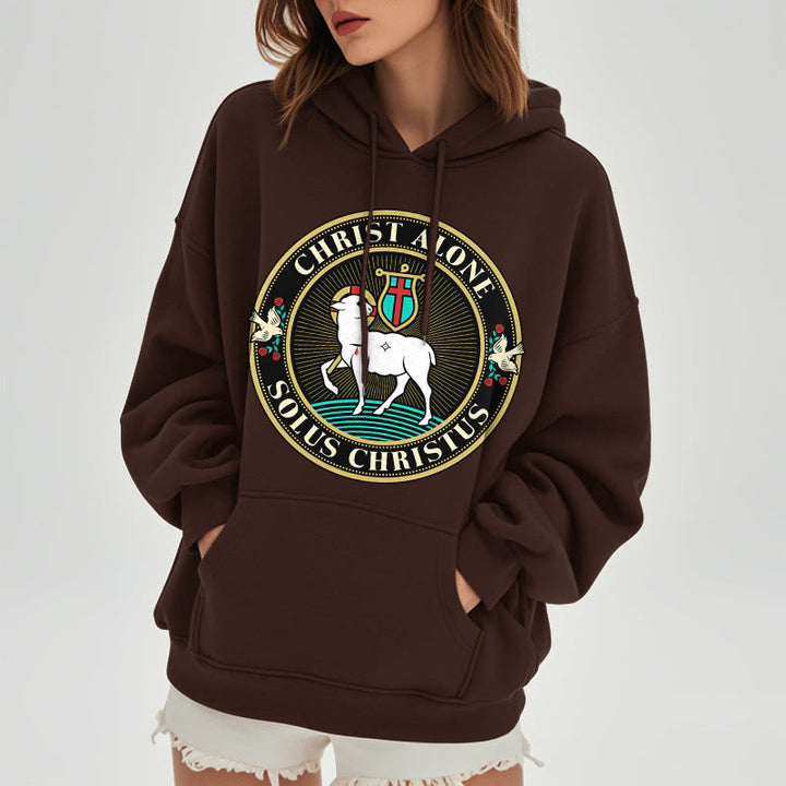 Christianartworkshop Moderner Stil Christ Alone Lamb of God Polyester-Kapuzenpullover mit Fleecefutter