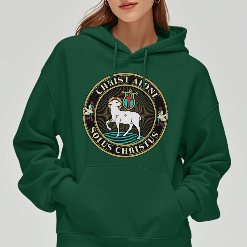 Christianartworkshop Moderner Stil Christ Alone Lamb of God Polyester-Kapuzenpullover mit Fleecefutter