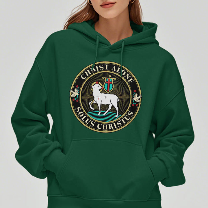 Christianartworkshop Moderner Stil Christ Alone Lamb of God Polyester-Kapuzenpullover mit Fleecefutter