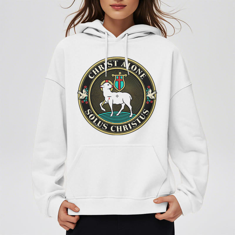 Christianartworkshop Moderner Stil Christ Alone Lamb of God Polyester-Kapuzenpullover mit Fleecefutter