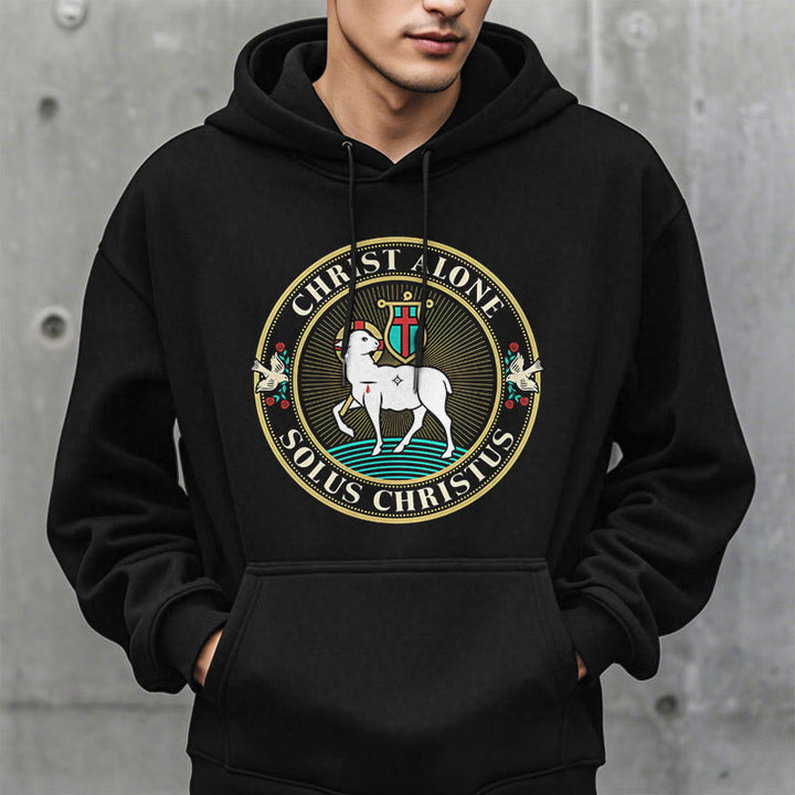 Christianartworkshop Moderner Stil Christ Alone Lamb of God Polyester-Kapuzenpullover mit Fleecefutter