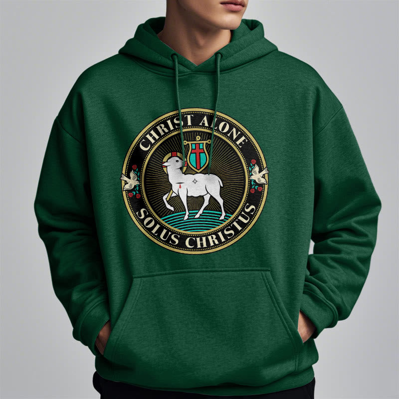 Christianartworkshop Moderner Stil Christ Alone Lamb of God Polyester-Kapuzenpullover mit Fleecefutter