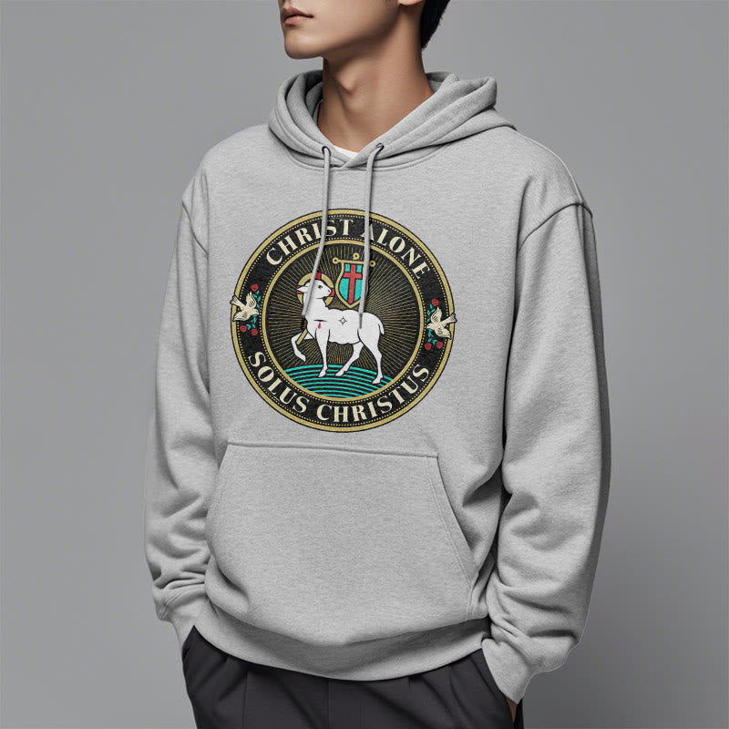 Christianartworkshop Moderner Stil Christ Alone Lamb of God Polyester-Kapuzenpullover mit Fleecefutter