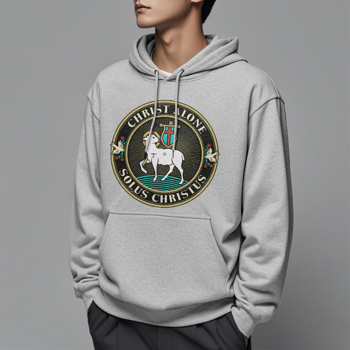 Christianartworkshop Moderner Stil Christ Alone Lamb of God Polyester-Kapuzenpullover mit Fleecefutter