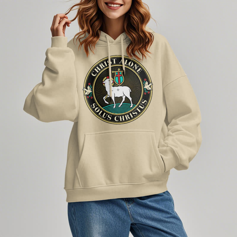 Christianartworkshop Moderner Stil Christ Alone Lamb of God Polyester-Kapuzenpullover mit Fleecefutter