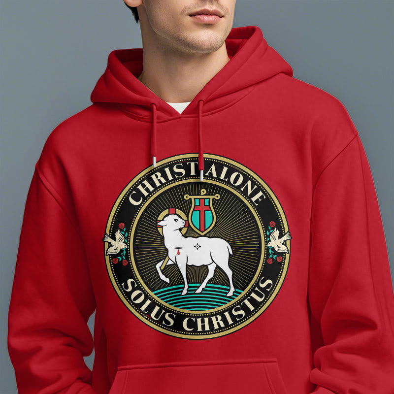 Christianartworkshop Moderner Stil Christ Alone Lamb of God Polyester-Kapuzenpullover mit Fleecefutter