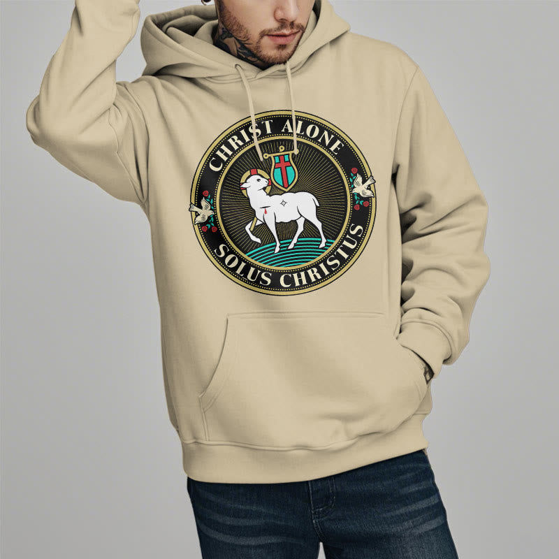 Christianartworkshop Moderner Stil Christ Alone Lamb of God Polyester-Kapuzenpullover mit Fleecefutter - image 1
