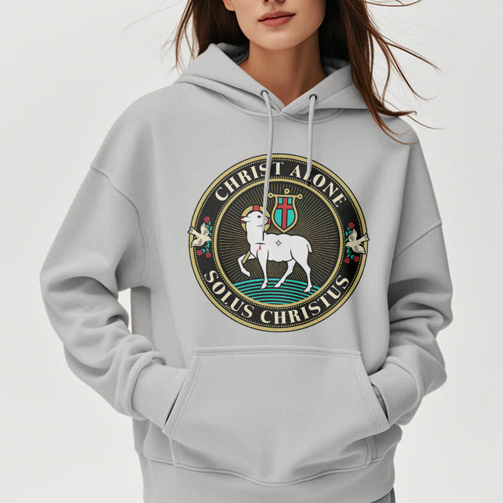 Christianartworkshop Moderner Stil Christ Alone Lamb of God Polyester-Kapuzenpullover mit Fleecefutter