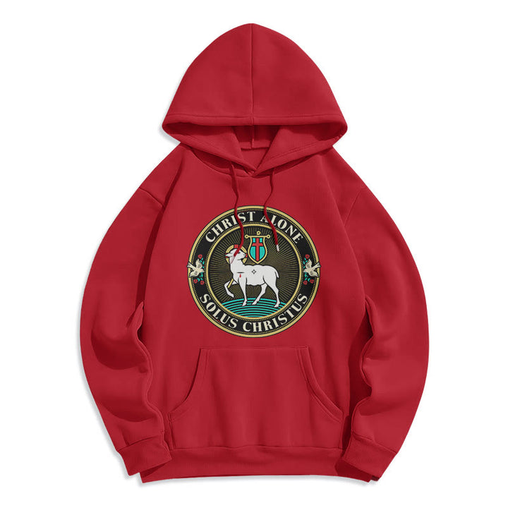 Christianartworkshop Moderner Stil Christ Alone Lamb of God Polyester-Kapuzenpullover mit Fleecefutter