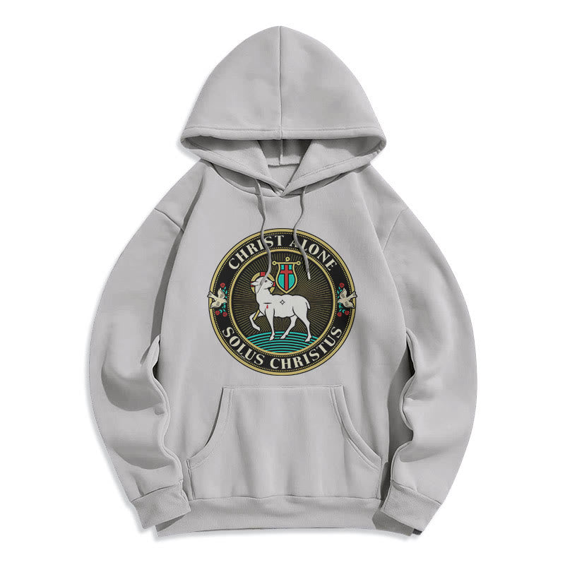 Christianartworkshop Moderner Stil Christ Alone Lamb of God Polyester-Kapuzenpullover mit Fleecefutter - Grau - 2XL - image 30