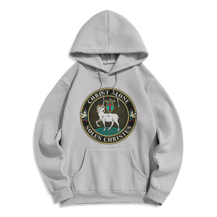 Christianartworkshop Moderner Stil Christ Alone Lamb of God Polyester-Kapuzenpullover mit Fleecefutter - Grau - 2XL - image 30