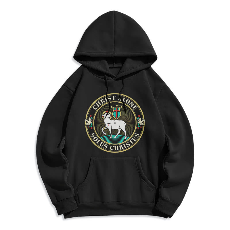 Christianartworkshop Moderner Stil Christ Alone Lamb of God Polyester-Kapuzenpullover mit Fleecefutter - Schwarz - 2XL - image 5