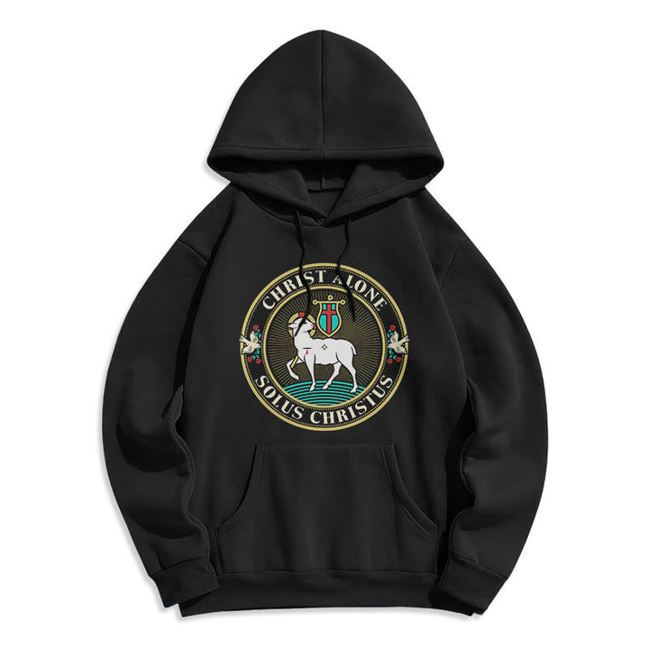Christianartworkshop Moderner Stil Christ Alone Lamb of God Polyester-Kapuzenpullover mit Fleecefutter - Schwarz - 2XL - image 5