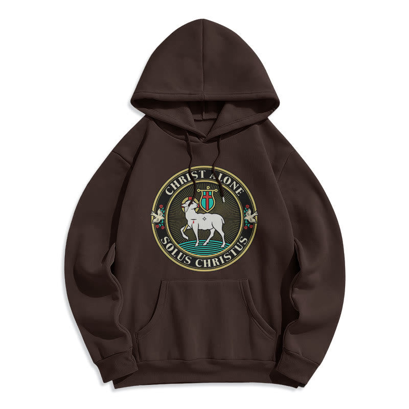 Christianartworkshop Moderner Stil Christ Alone Lamb of God Polyester-Kapuzenpullover mit Fleecefutter