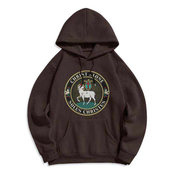 Christianartworkshop Moderner Stil Christ Alone Lamb of God Polyester-Kapuzenpullover mit Fleecefutter